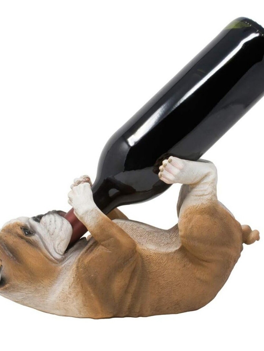NEW WORLD OF WONDERS "MEATBALL" ENGLISH BULLDOG WINE BOTTLE HOLDER STATUE